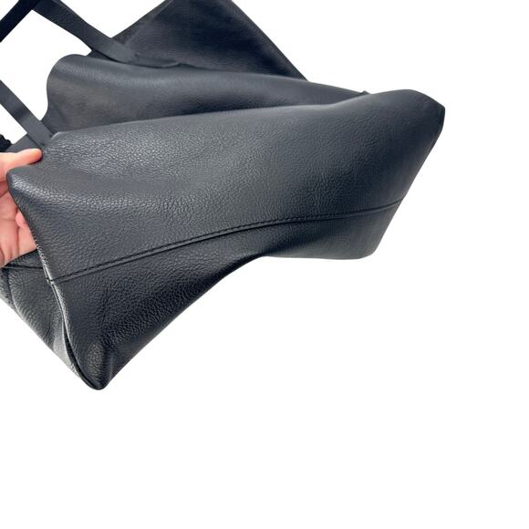 J.Crew Leather Downing Tote Carry All Black Leather Slouchy Shoulder Bag Classic - Picture 5 of 10